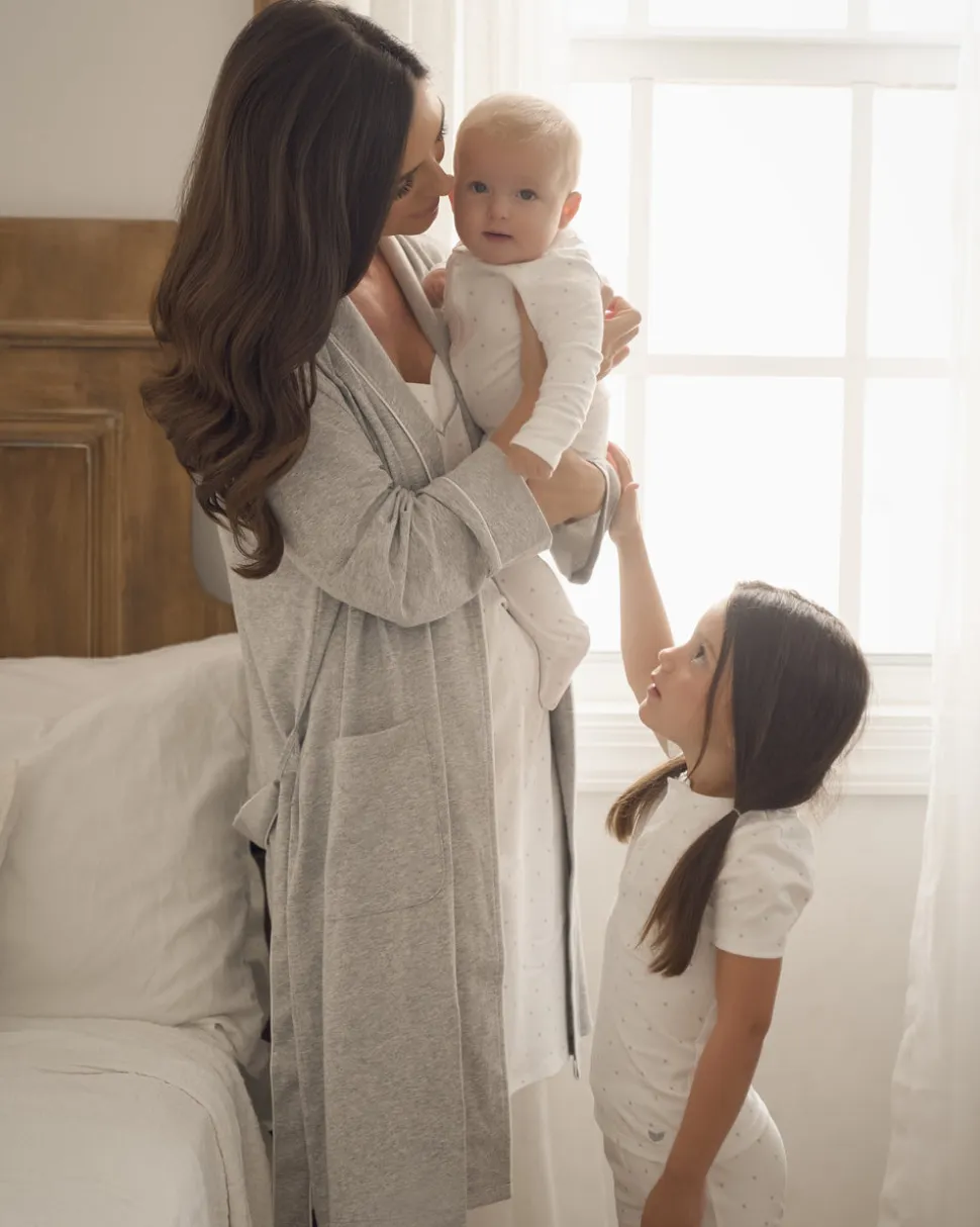 Women’s Pima Maternity Robe in Light Heather Grey