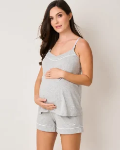 Women’s Pima Maternity Shorts in Light Heather Grey