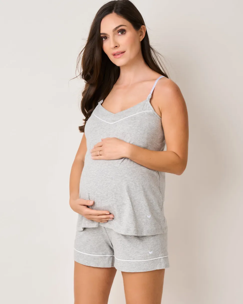 Women’s Pima Maternity Shorts in Light Heather Grey