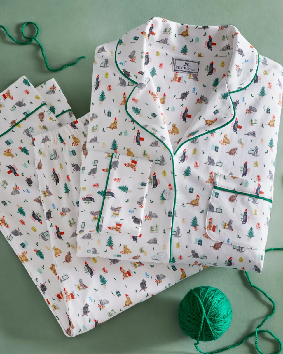 Women’s Pima Pajama Set in Merry Meow