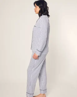 Women’s Pima Pajama Set in Navy French Ticking