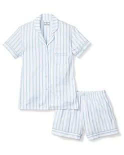 Women’s Pima Pajama Short Set in Periwinkle Stripe