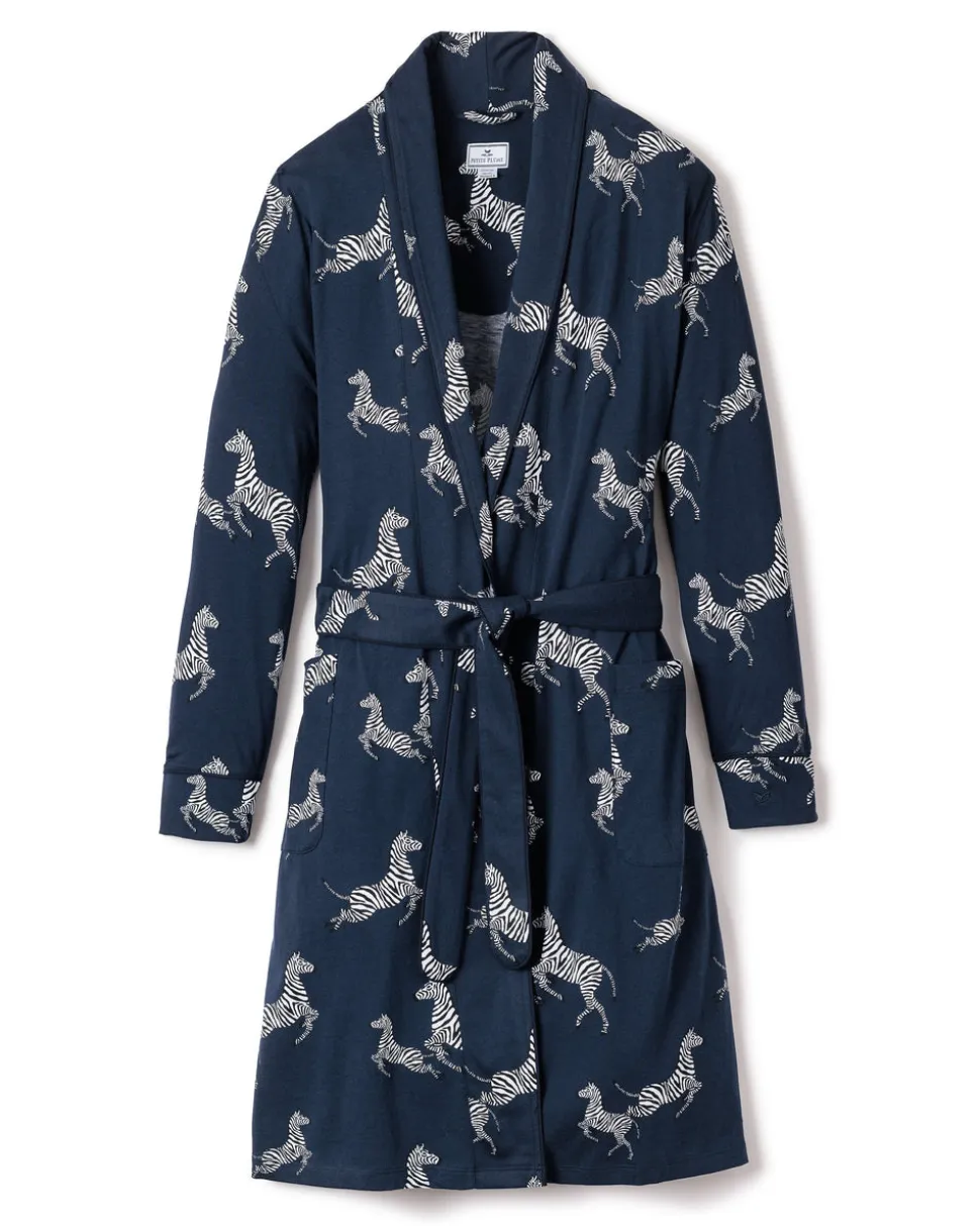 Women’s Pima Robe in Zèbre de Nuit
