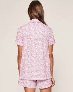 Women’s Pima Short Sleeve Short Set in Fleurs de Rose