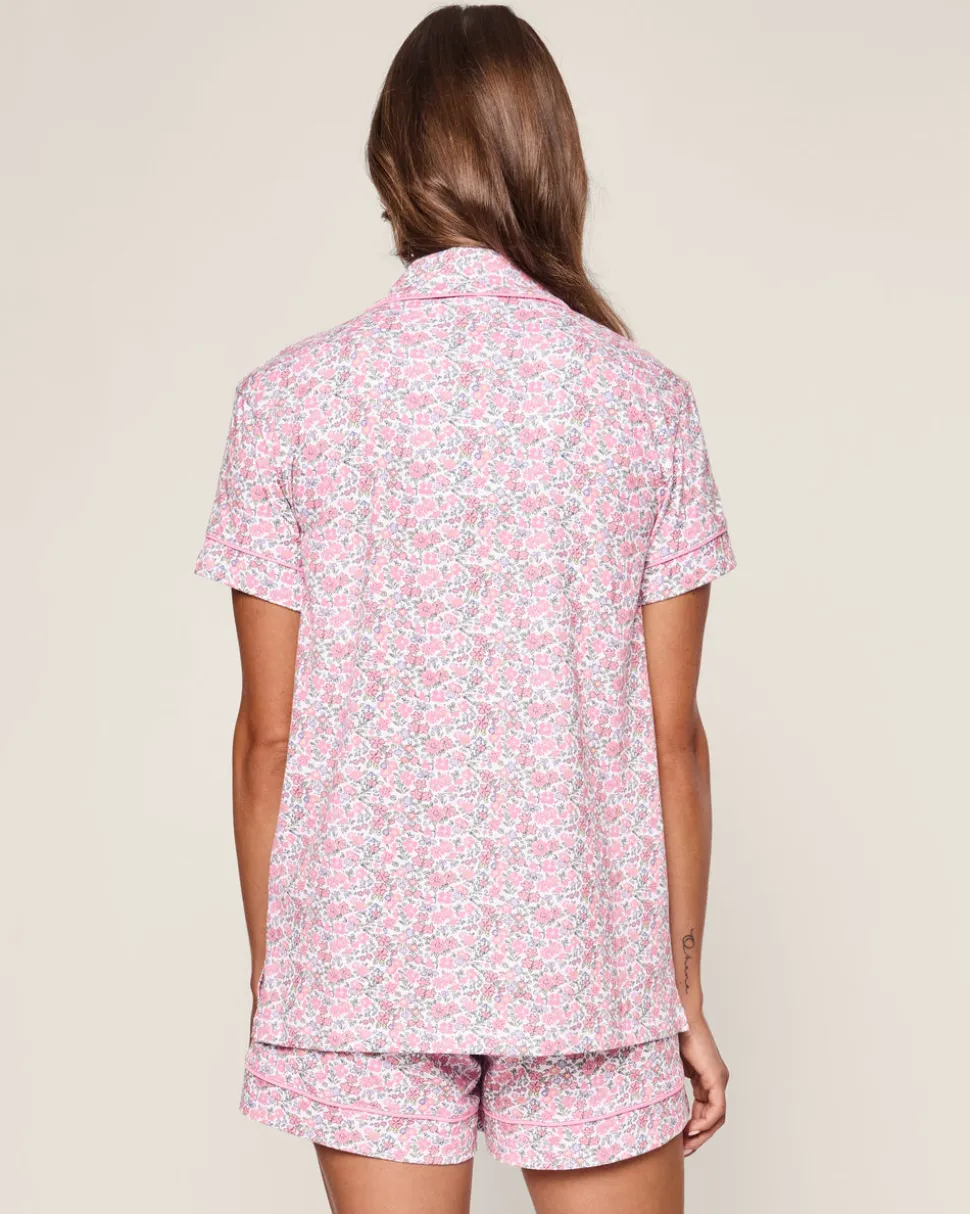 Women’s Pima Short Sleeve Short Set in Fleurs de Rose