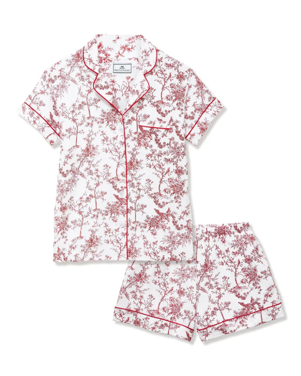 Women’s Pima Short Sleeve Short Set in Red Timeless Toile