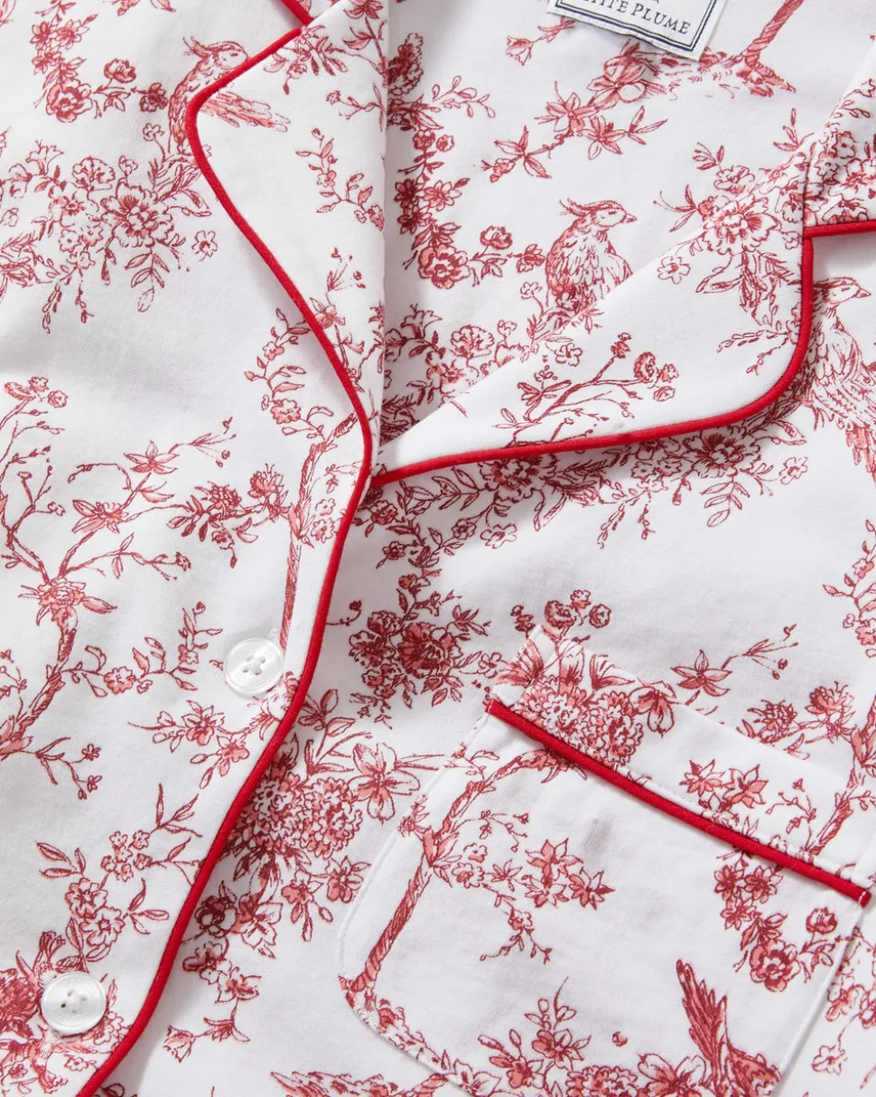 Women’s Pima Short Sleeve Short Set in Red Timeless Toile