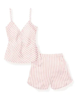 Women’s Pink Stripe Silk Cami Short Set