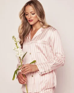 Women’s Pink Stripe Silk Pajama Set