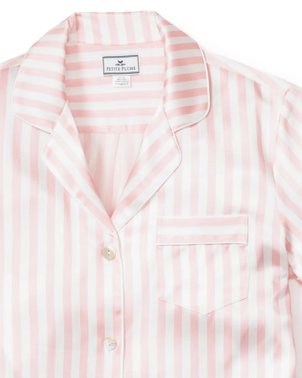 Women’s Pink Stripe Silk Short Set