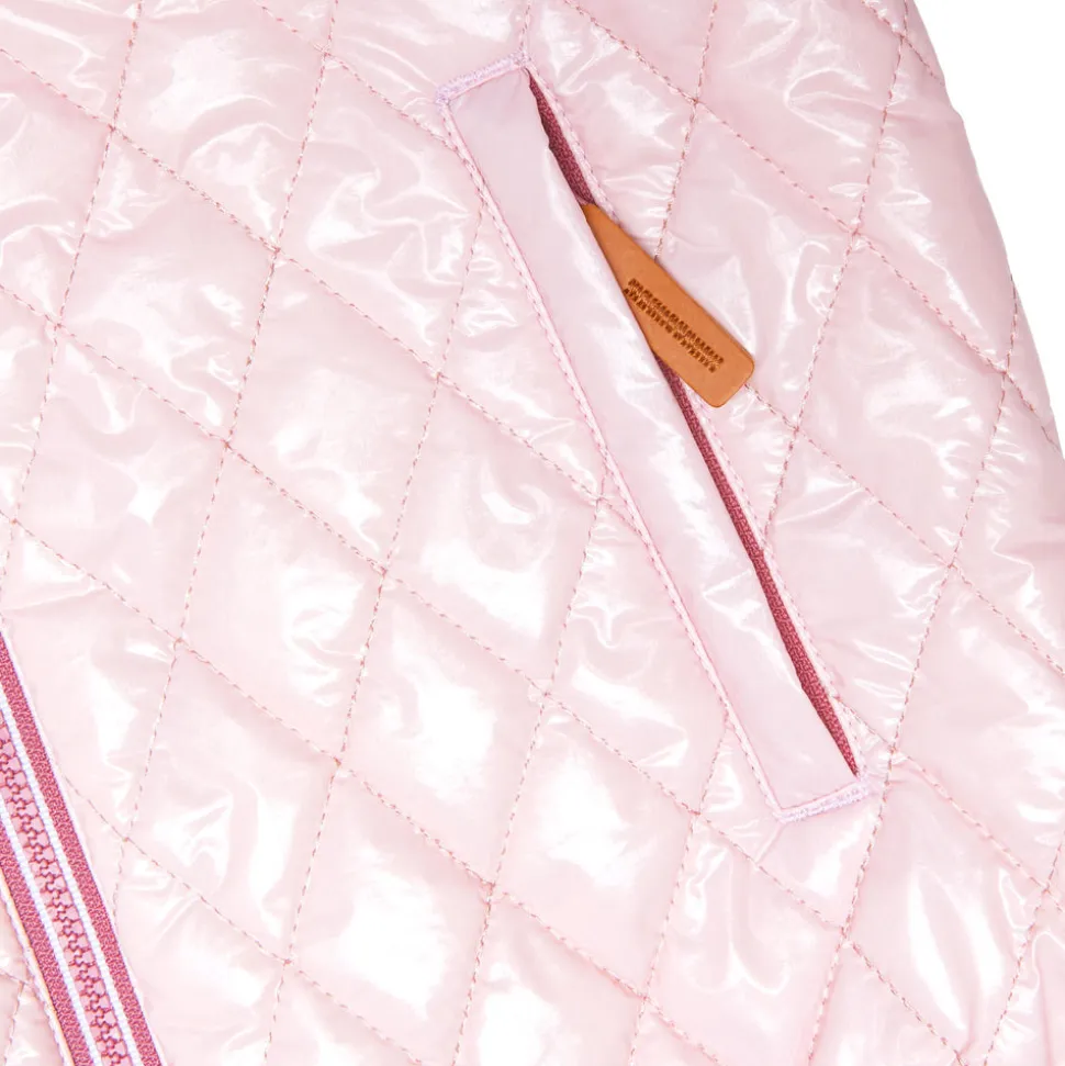 Women's Shiny Ballerina Pink Quilted Puffer Jacket