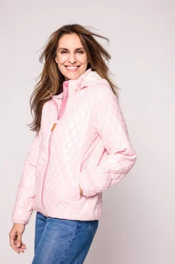 Women's Shiny Ballerina Pink Quilted Puffer Jacket