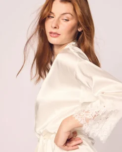 Women’s Silk Lace Robe in White