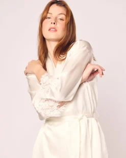 Women’s Silk Lace Robe in White