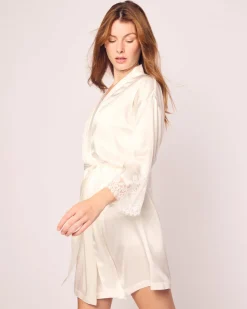 Women’s Silk Lace Robe in White