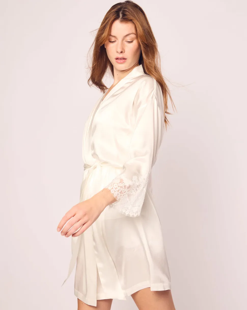 Women’s Silk Lace Robe in White