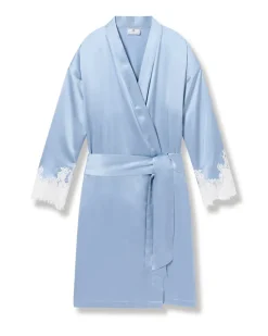 Women’s Silk Lace Robe in Periwinkle