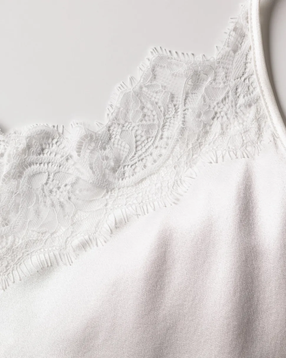 Women’s Silk Lace Slip Dress in White