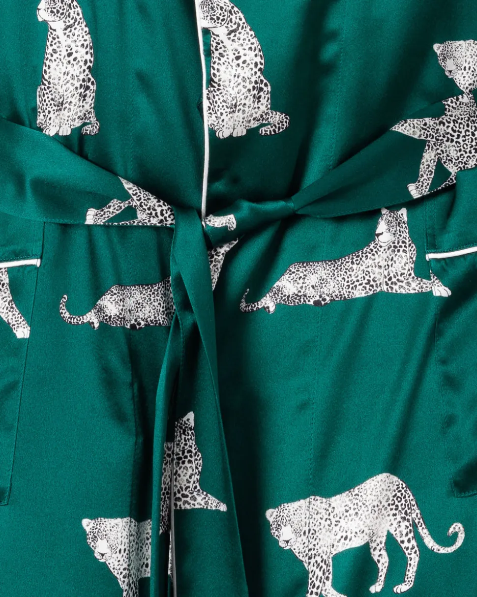 Women’s Silk Long Robe in Panthère de Luxe