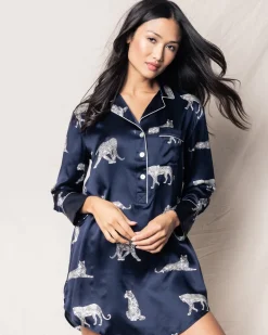 Women’s Silk Nightshirt in Panthère de Nuit
