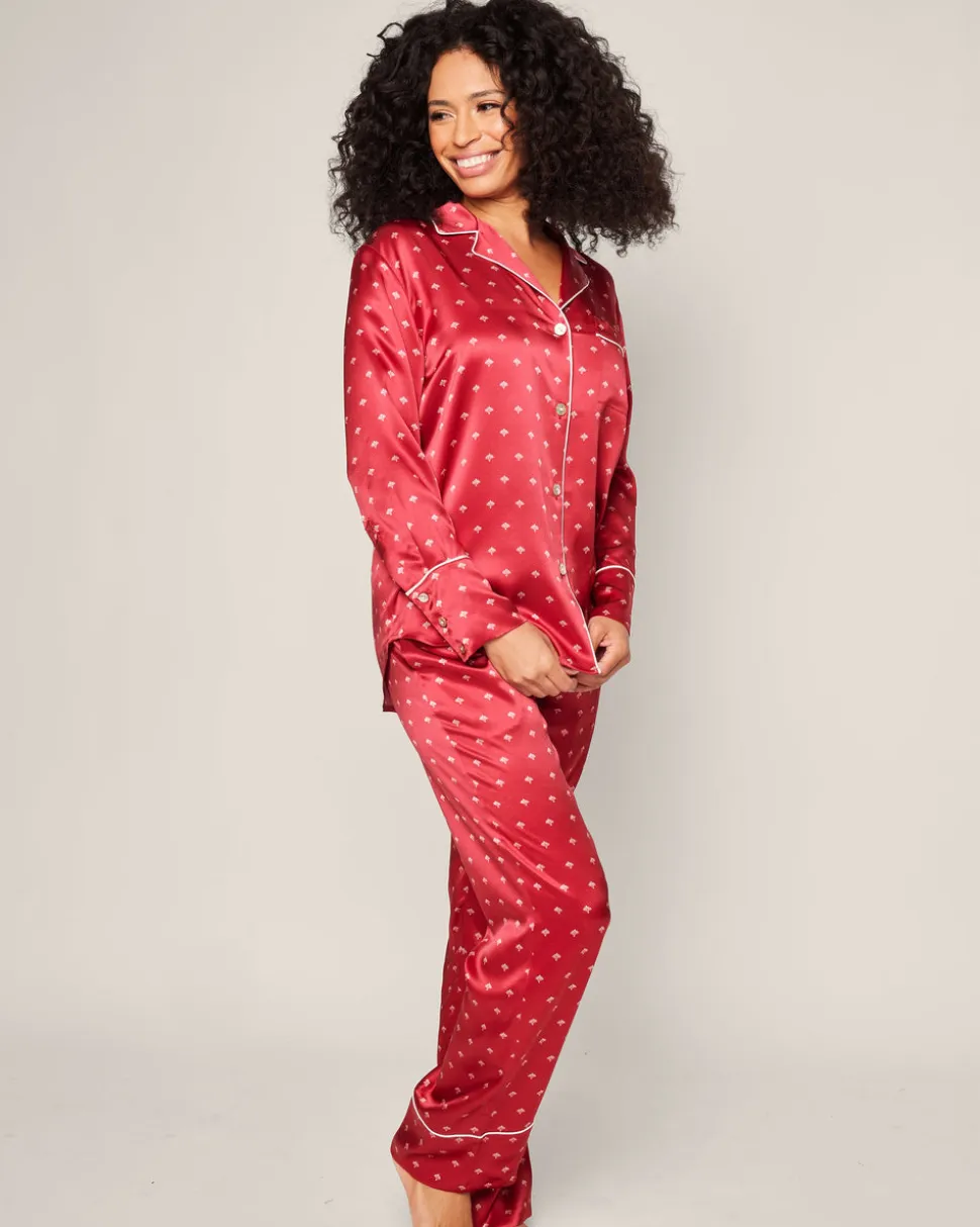 Women’s Silk Pajama Set in Bordeaux Art Nouveau