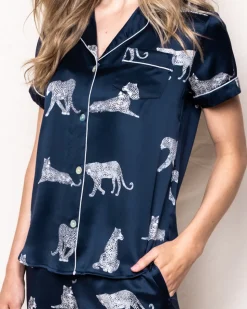 Women’s Silk Pajama Short Set in Panthère de Nuit