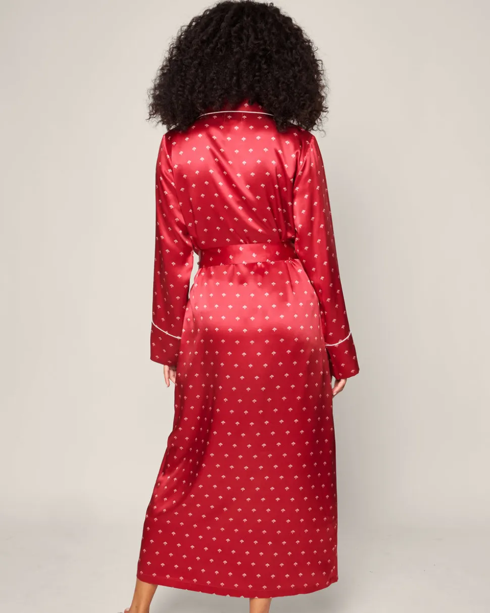 Women’s Silk Robe in Bordeaux Art Nouveau