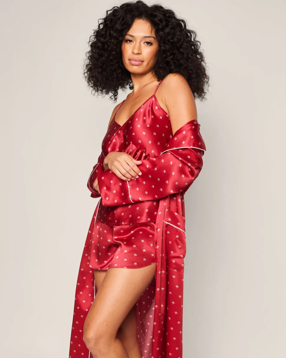 Women’s Silk Robe in Bordeaux Art Nouveau