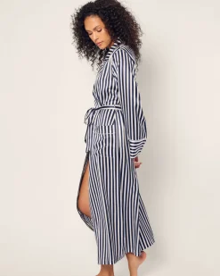 Women’s Silk Robe in Navy Bengal Stripe