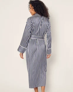 Women’s Silk Robe in Navy Bengal Stripe