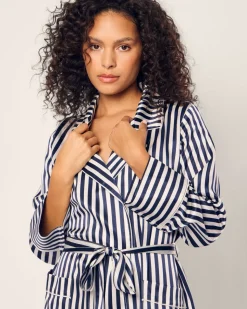 Women’s Silk Robe in Navy Bengal Stripe