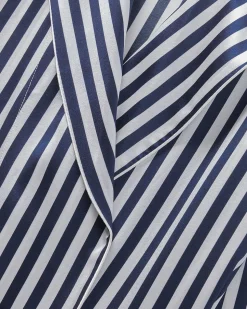 Women’s Silk Robe in Navy Bengal Stripe