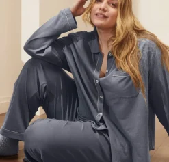 Women's Soft Knit Long Sleeve & Pants Pajama Set in Mineral