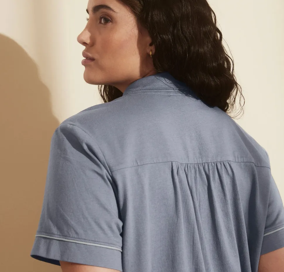 Women's Soft Knit Short Sleeve & Shorts Pajama Set in Mineral
