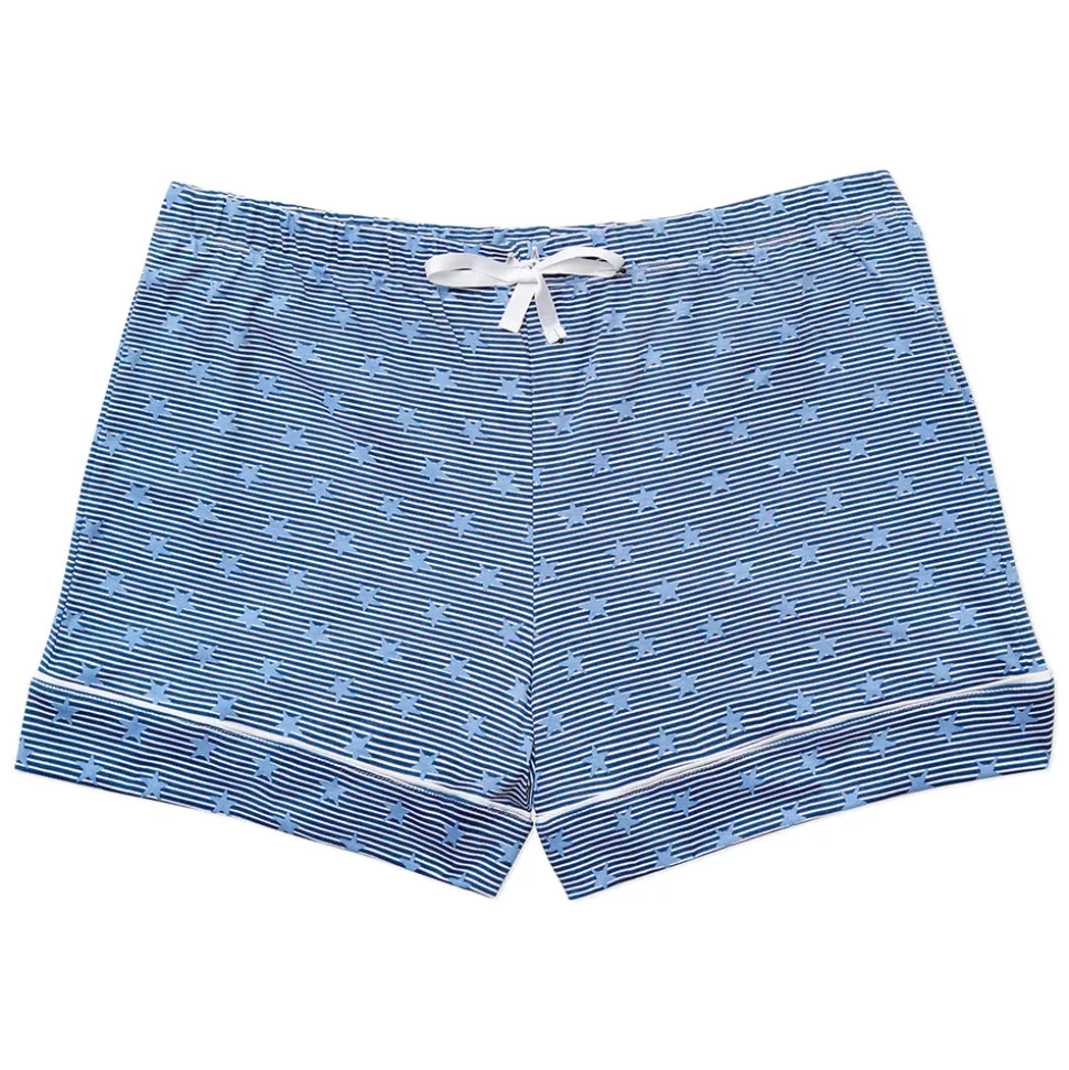 Women's Stars & Stripes Button Front Short Pajama Set in Navy