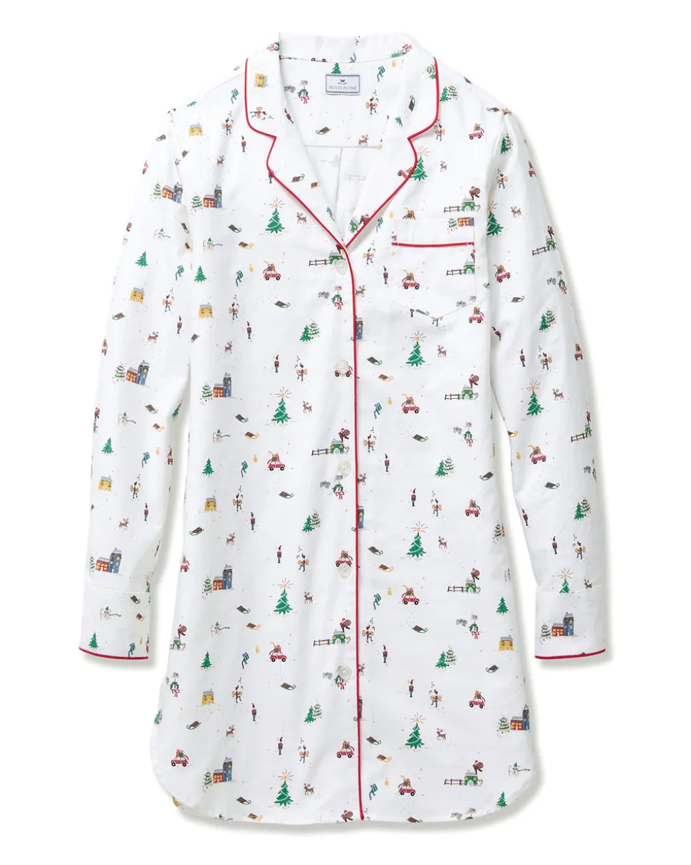 Women’s Twill Nightshirt in Holiday Town