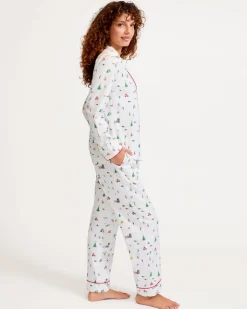 Women’s Twill Pajama Set in Holiday Town