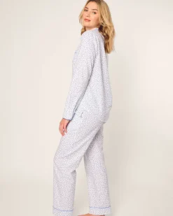 Women’s Twill Pajama Set in Bluehearts