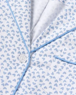 Women’s Twill Pajama Set in Bluehearts