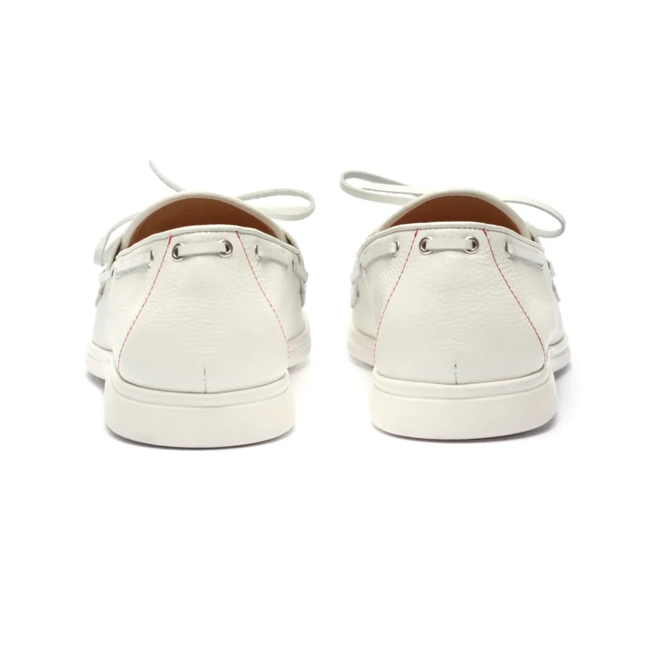 Women's Vintage White Pebbled Leather Barca Yacht Loafer