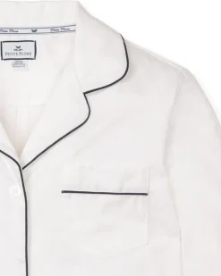 Women’s White Nightshirt with Navy Piping