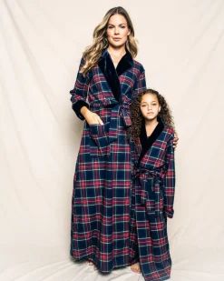 Women’s Windsor Tartan Long Robe with Velvet Trim