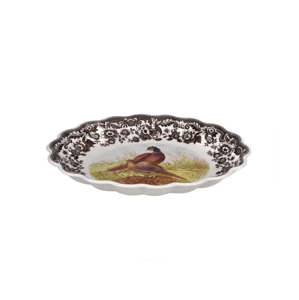 Woodland Oval Fluted Dish with Pheasant