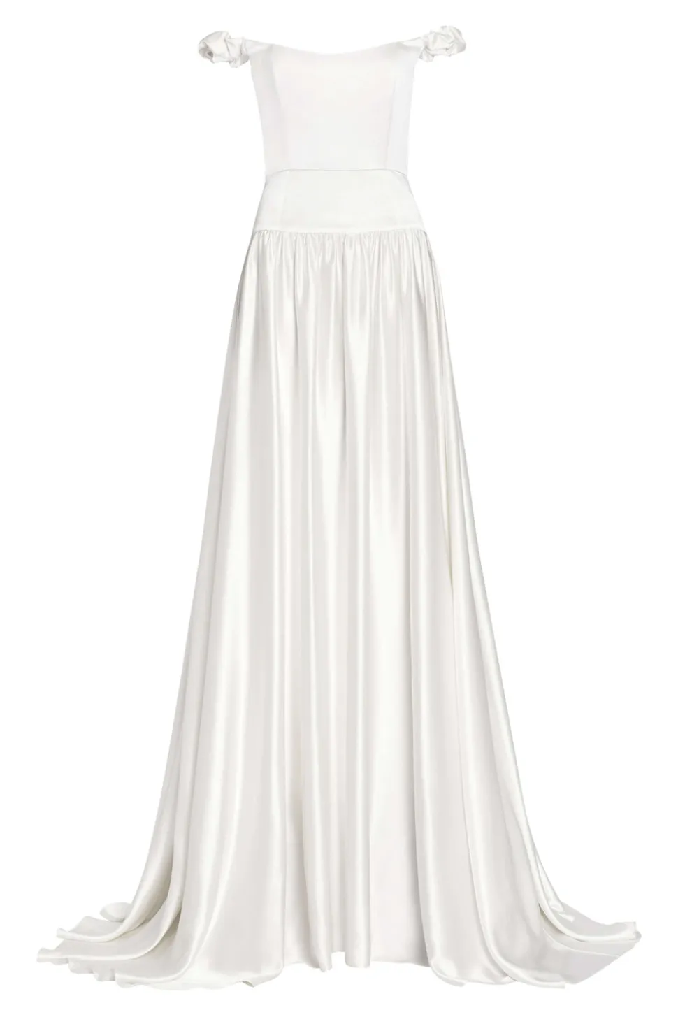 Wren White Satin Off-The-Shoulder Gown