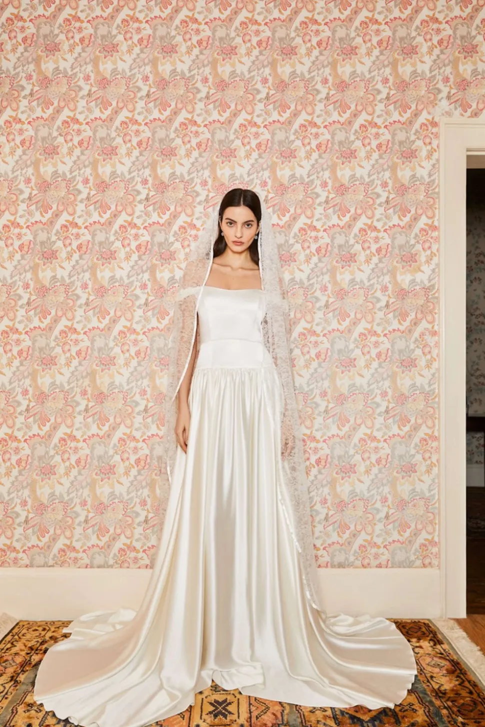 Wren White Satin Off-The-Shoulder Gown