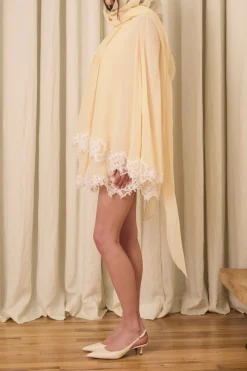 Wylie Scarf Dress in Washed Chiffon with Mohair Lace Trim