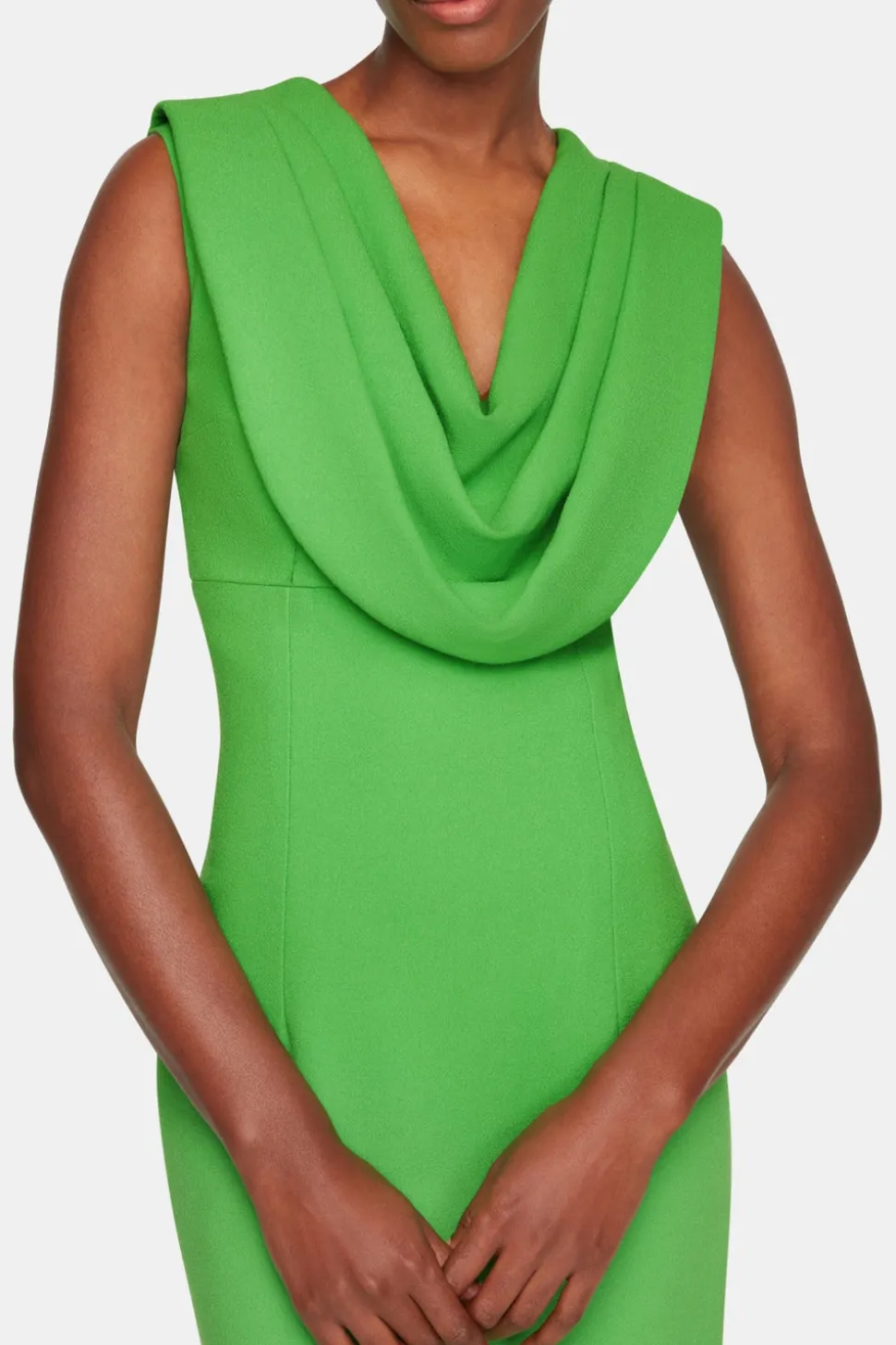 Yuri Dress In Fresh Green Single Wool Crepe
