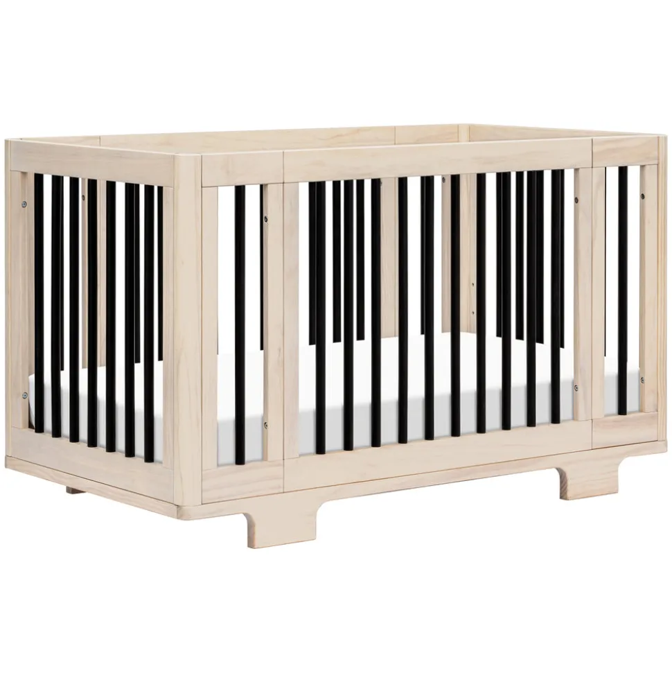 Yuzu 8-in-1 Convertible Crib with All-Stages Conversion Kits in Washed Natural & Black