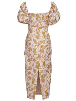 Yvette Floral Brocade Off-The-Shoulder Midi Dress