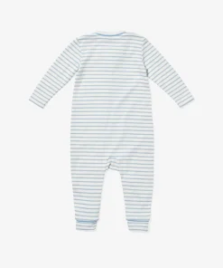 Ziggy Zip Romper in Dusty Blue Mini Stripe